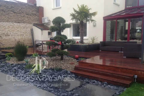 Décors & Paysages - Cote jardin -jardin avec terrasse en bois