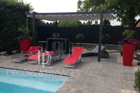 Décors & Paysages - Cours et Terrasse - pergolas bord piscine